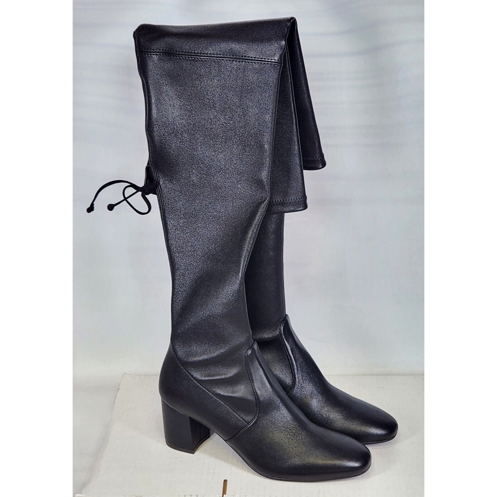 Stuart Weitzman Genna 60 City Boot Women Size 7 Black Over The Knee Block Heel